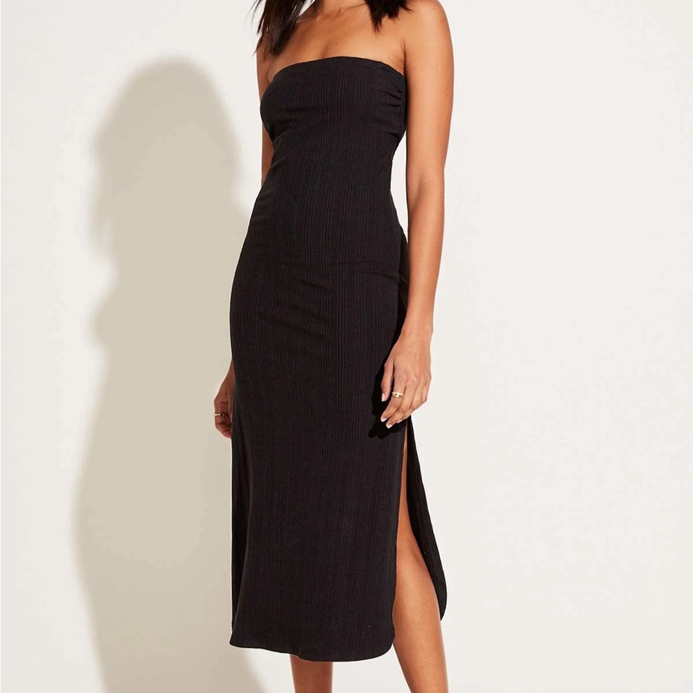 Vitamin A Strapless West Dress - Black Organic Rib